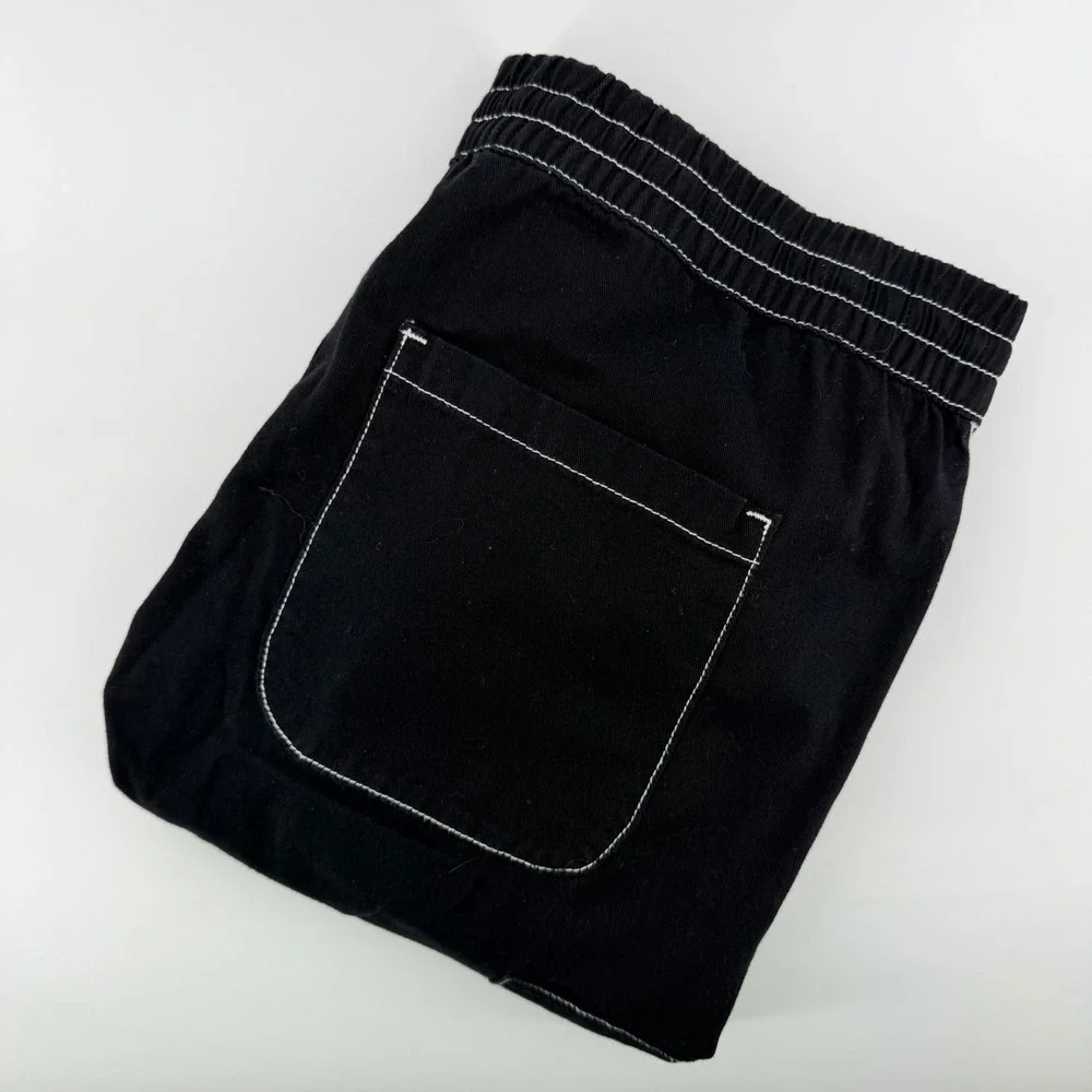 Hot Topic Black Contrast Stitch Cargo Jogger Pants Alt Emo Techwear 34x31 Black - Picture 1 of 9